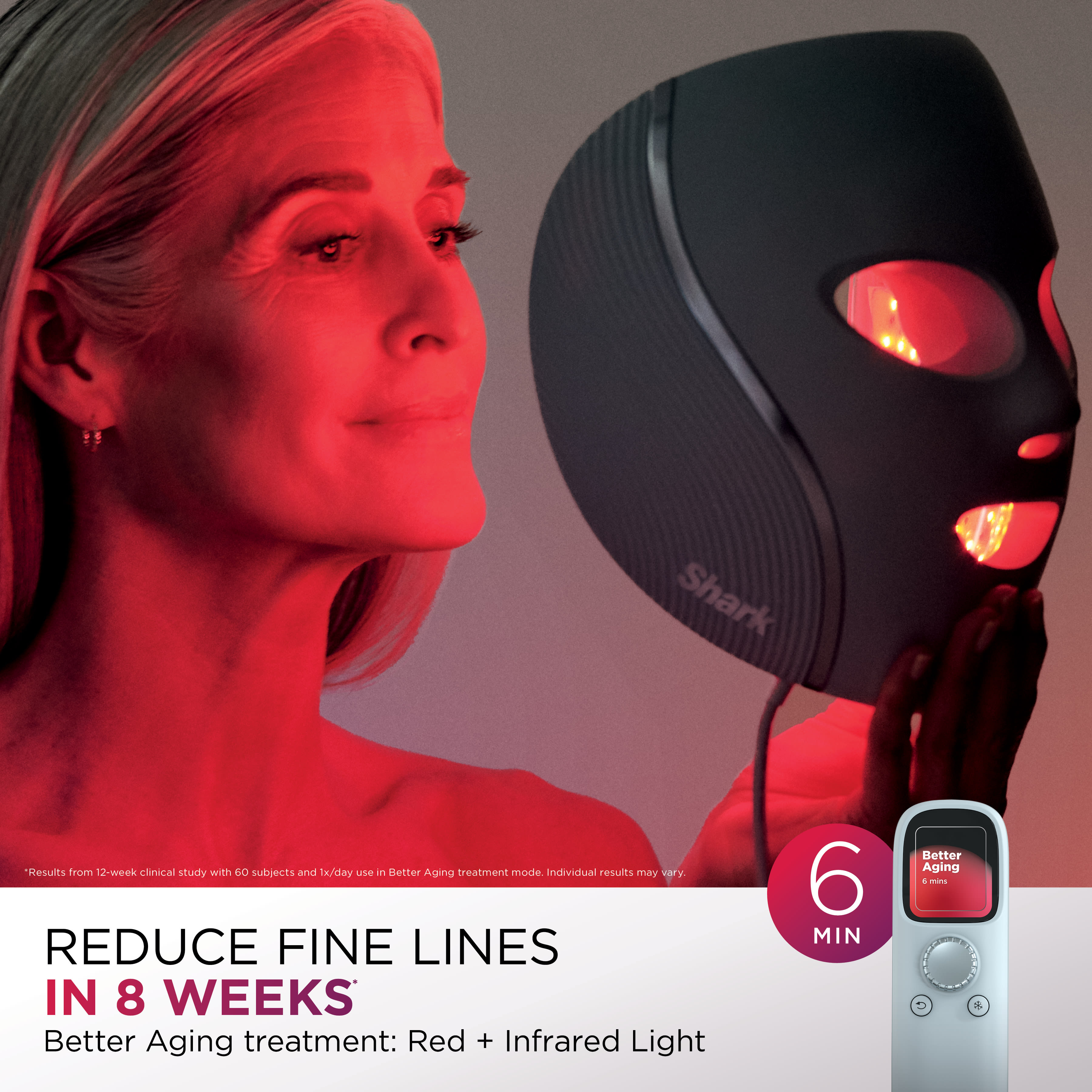 Using the Shark CryoGlow LED Face Mask during a treatment session